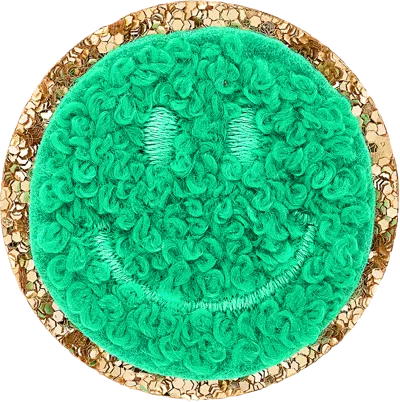 Stoney Clover Lane Avocado Mini Glitter Varsity Smiley Face Patch In Green