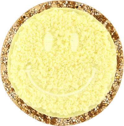 Stoney Clover Lane Banana Glitter Varsity Smiley Face Patch In Yellow