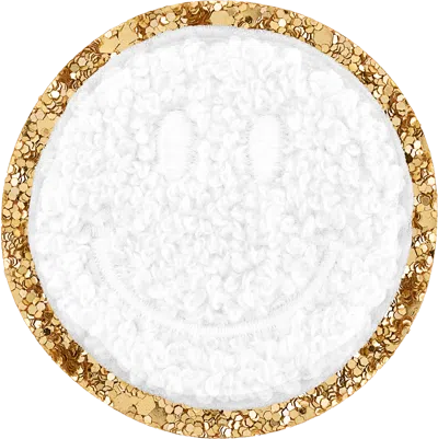 Stoney Clover Lane Blanc Glitter Varsity Smiley Face Patch In White