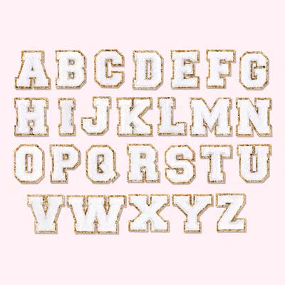 Stoney Clover Lane Blanc Mini Glitter Varsity Letter Patch In Pink