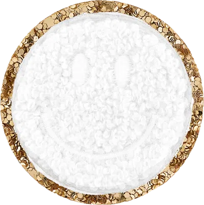 Stoney Clover Lane Blanc Mini Glitter Varsity Smiley Face Patch In Neutral