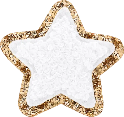 Stoney Clover Lane Blanc Mini Glitter Varsity Star Patch In White