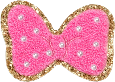 Stoney Clover Lane Bubblegum Disney Minnie Mouse Pearl Bow Patch In Neutral