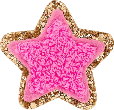 Stoney Clover Lane Bubblegum Mini Glitter Varsity Star Patch In Pink