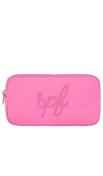 Stoney Clover Lane Bubblegum Spf Embroidered Small Pouch In Pink
