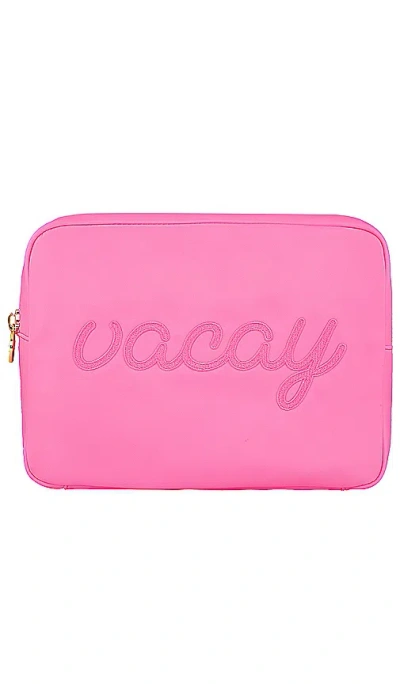 Stoney Clover Lane Bubblegum Vacay Embroidered Large Pouch In Pink