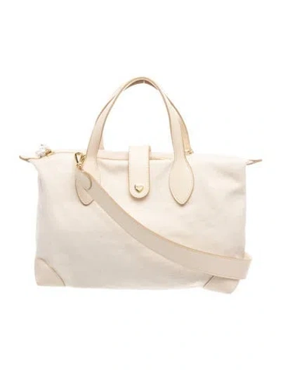 Pre-owned Stoney Clover Lane Canvas Top Handle Bag In Neutral