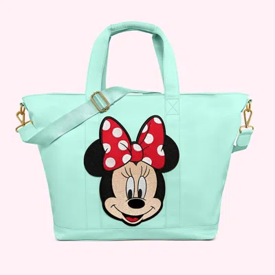 Stoney Clover Lane Classic Cotton Candy Tote With Jumbo Disney Minnie Mouse Patch In Blue