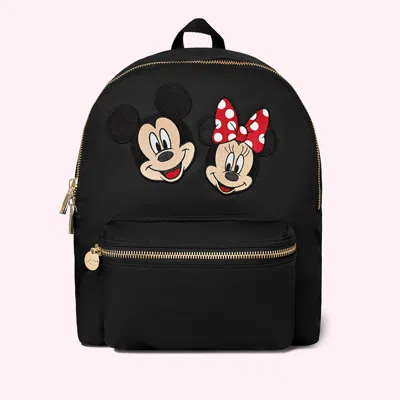 Stoney Clover Lane Classic Noir Backpack With Large Mickey & Minnie Patch In Black