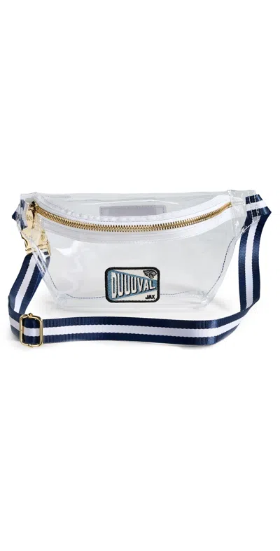 Stoney Clover Lane Clear Fanny Pack With Jacksonville Jaguars Sapphire And White In Transparent