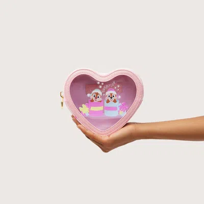 Stoney Clover Lane Clear Front Heart Pouch In Pink