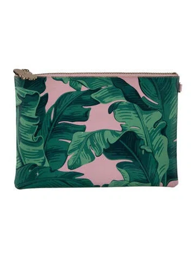 Pre-owned Stoney Clover Lane Coated Canvas Patterned Cosmetic Bag In Pink