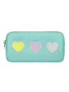 Stoney Clover Lane Cotton Candy Small Pouch With Heart Patch In Blue In Blue