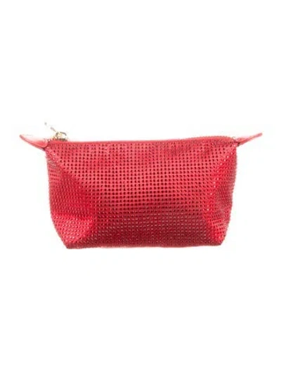 Pre-owned Stoney Clover Lane Crystal Embellished Cosmetic Bag  W/tags In Red