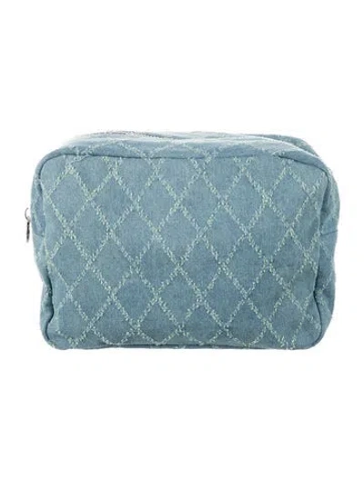 Pre-owned Stoney Clover Lane Denim Cosmetic Bag In Blue