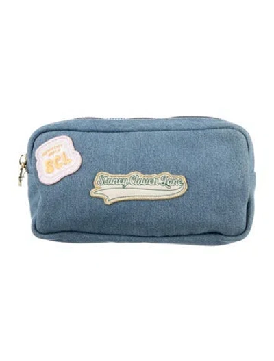 Pre-owned Stoney Clover Lane Denim Cosmetic Bag W/tags In Blue