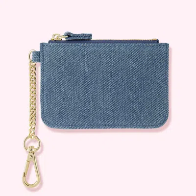Stoney Clover Lane Denim Keychain Wallet In Blue