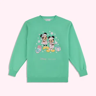 Stoney Clover Lane Disney Mickey & Minnie's Holiday Collection Green Sweatshirt