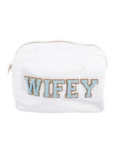 Pre-owned Stoney Clover Lane Embellished Cosmetic Bag In Neutral