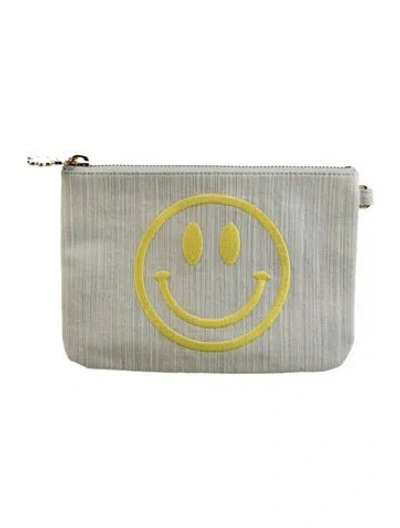 Pre-owned Stoney Clover Lane Embroidered Cosmetic Bag In Gray