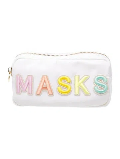 Pre-owned Stoney Clover Lane Embroidered Cosmetic Bag In White