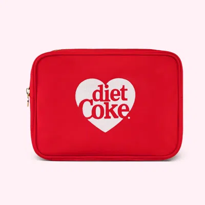 Stoney Clover Lane Embroidered Diet Coke Heart Large Pouch In Red