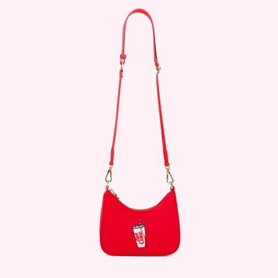 Stoney Clover Lane Embroidered Fountain Diet Coke Curved Crossbody Bag In Red