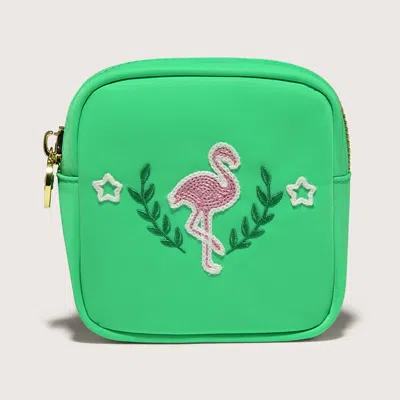 Stoney Clover Lane Flamingo Embroidered Mini Pouch