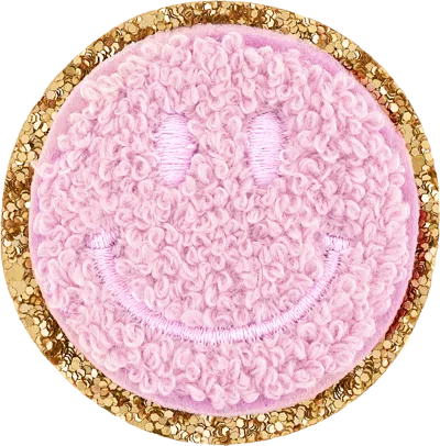 Stoney Clover Lane Flamingo Glitter Varsity Smiley Face Patch In Pink