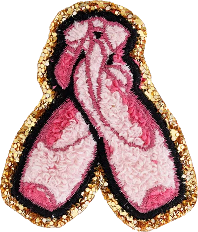 Stoney Clover Lane Glitter Varsity Ballet Slippers Patch In Pink