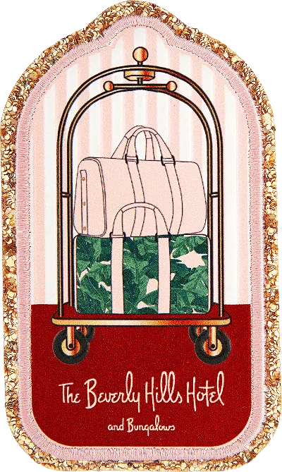 Stoney Clover Lane Glitter Varsity The Beverly Hills Hotel Luggage Trolley Patch In Multi