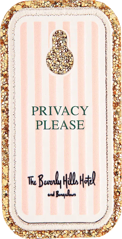 Stoney Clover Lane Glitter Varsity The Beverly Hills Hotel "privacy Please" Door Hang Patch In Pink