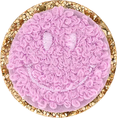 Stoney Clover Lane Grape Mini Glitter Varsity Smiley Face Patch In Pink