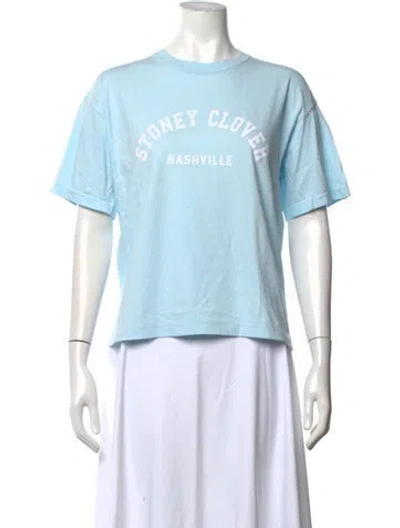 Pre-owned Stoney Clover Lane Graphic Print Crew Neck T-shirt In Blue