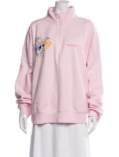 Pre-owned Stoney Clover Lane Graphic Print Mock Neck Sweatshirt W/ Tags In Pink