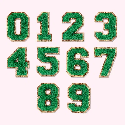 Stoney Clover Lane Green Glitter Varsity Number Patch In Black