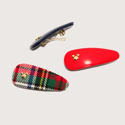 Stoney Clover Lane Hair Barrette Set Of 3 In Red