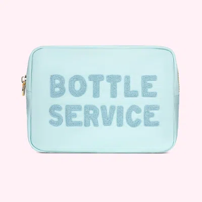 Stoney Clover Lane Hand Embroidered Bottle Service Large Pouch In Blue
