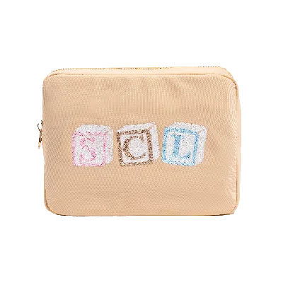Stoney Clover Lane Hand Embroidered Custom Block Large Pouch