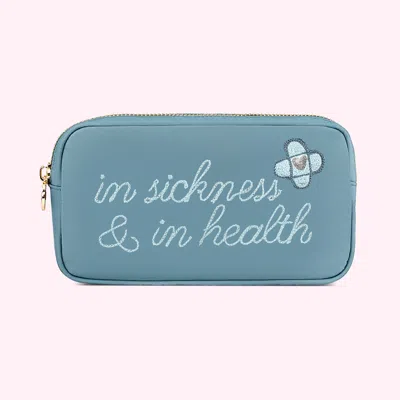 Stoney Clover Lane Hand Embroidered In Sickness & In Health Small Pouch In Blue