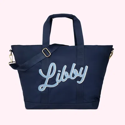 Stoney Clover Lane Hand-embroidered Sapphire Custom Tote Bag In Blue