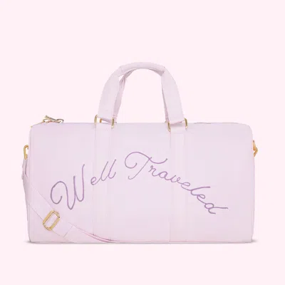 Stoney Clover Lane Hand Embroidered Well Traveled Duffle In Pink