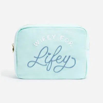 Stoney Clover Lane Hand Embroidered Wifey For Lifey Large Pouch