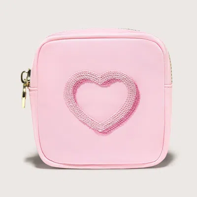 STONEY CLOVER LANE HEART EMBROIDERED MINI POUCH