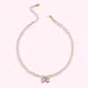 Stoney Clover Lane Hey Maeve Pearl Necklace With Bow Charm