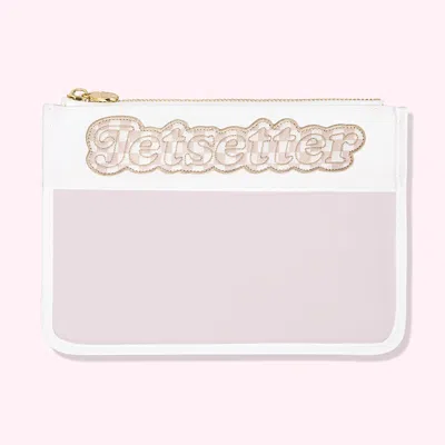 Stoney Clover Lane Jetsetter Clear Flat Pouch In Pink