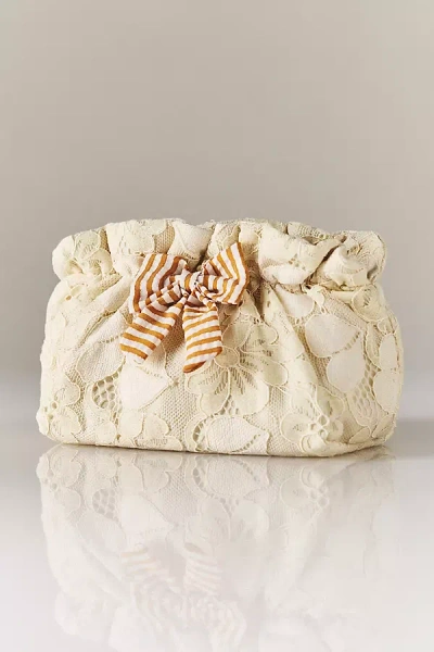 Stoney Clover Lane Lace Bow Pouch In White