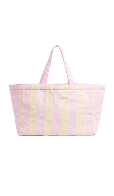 Stoney Clover Lane Large Everything Tote In Pink & White Stripe