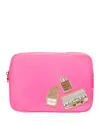 Stoney Clover Lane Large Pouch With 3 Bloomingdale's Patches In Bubblegum