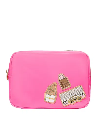 Stoney Clover Lane Large Pouch With 3 Bloomingdale's Patches In Pink